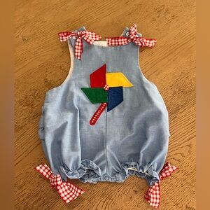 The Bailey bros pinwheel bubble romper denim size 9 months New without